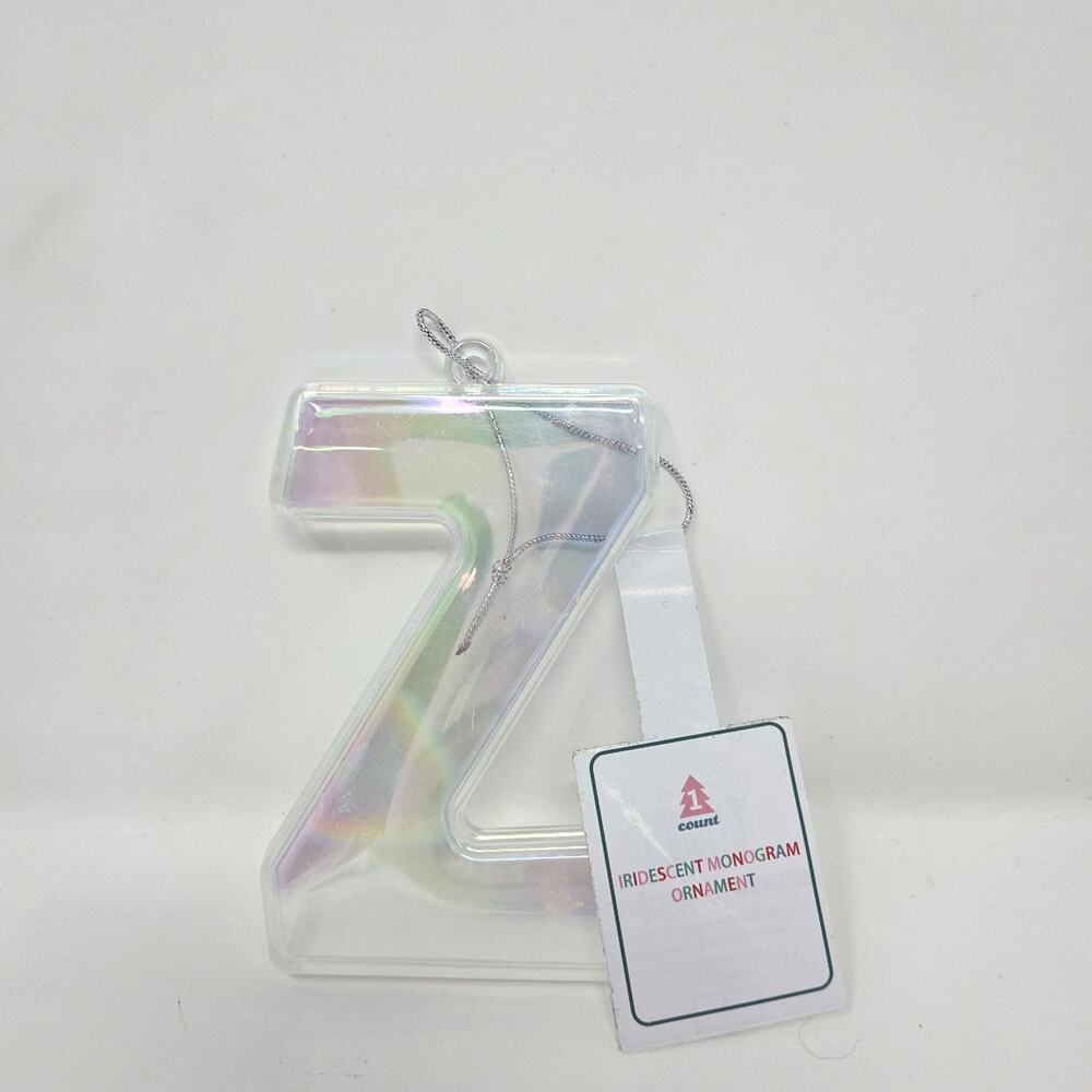 Z Iridescent Monogram Initial Christmas Ornament
